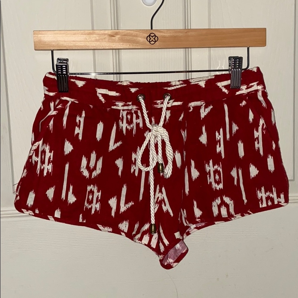 Red and Off White Shorts, Size XS